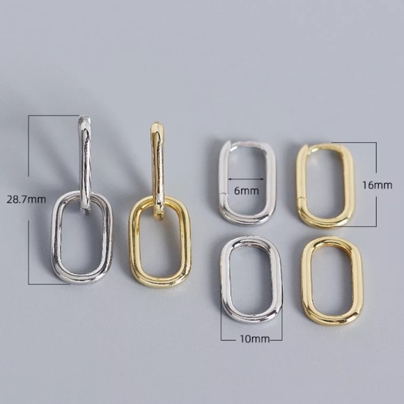 STERLING SILVER INTERLOCKING O SHAPED EARRINGS - Picture 5 of 10